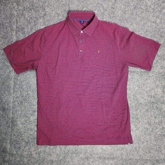 FootJoy 1857 Golf Shirt Men XL Red Blue Striped Supima Cotton Polo Short‎ Sleeve - Picture 1 of 7